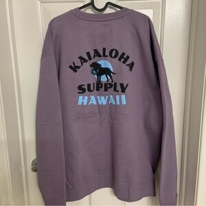 KaiAloha Supply Women's Purple Crew Neck Sweater Maui Brand Hawaii Dog Ocean XL